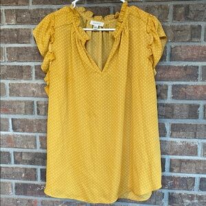 Mustard Ruffle Sleeve Blouse